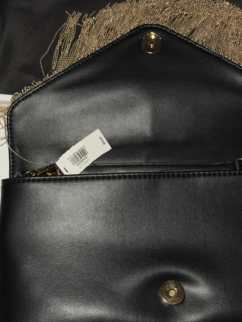 Express Black Gold Chain Fringe Crossbody Statement Bag | Brand New with Tags